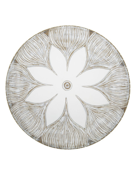 Grand Vide poche Bohème Fleur Diamètre 35 cm en Résine Blanc Marron Kelry 