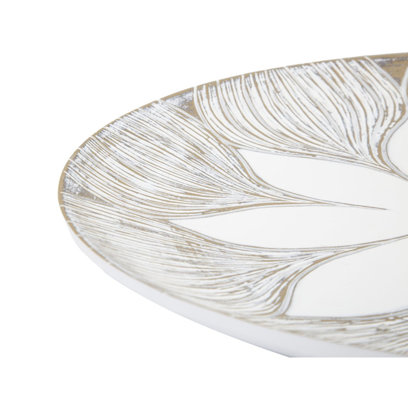 Grand Vide poche Bohème Fleur Diamètre 35 cm en Résine Blanc Marron Kelry 