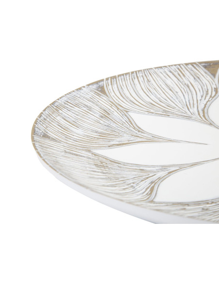 Grand Vide poche Bohème Fleur Diamètre 35 cm en Résine Blanc Marron Kelry 