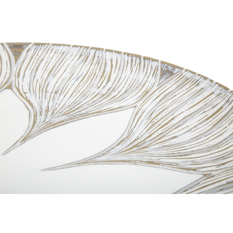 Grand Vide poche Bohème Fleur Diamètre 35 cm en Résine Blanc Marron Kelry 