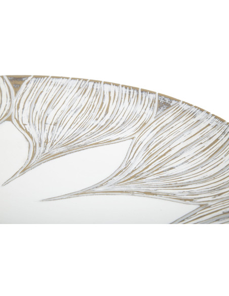 Grand Vide poche Bohème Fleur Diamètre 35 cm en Résine Blanc Marron Kelry 