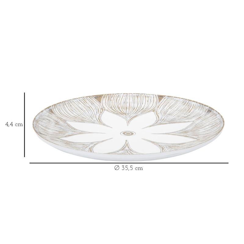 Grand Vide poche Bohème Fleur Diamètre 35 cm en Résine Blanc Marron Kelry 