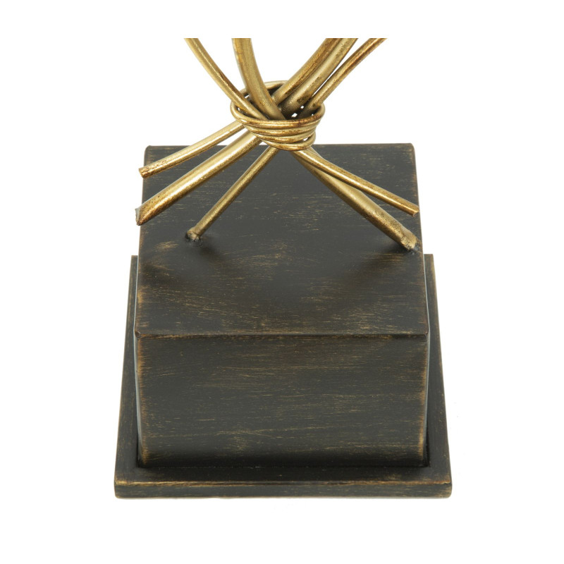 Grand Photophore sur pied moderne chic Fleurs Hauteur 44 cm en Métal Doré Verre Transparent Iris 