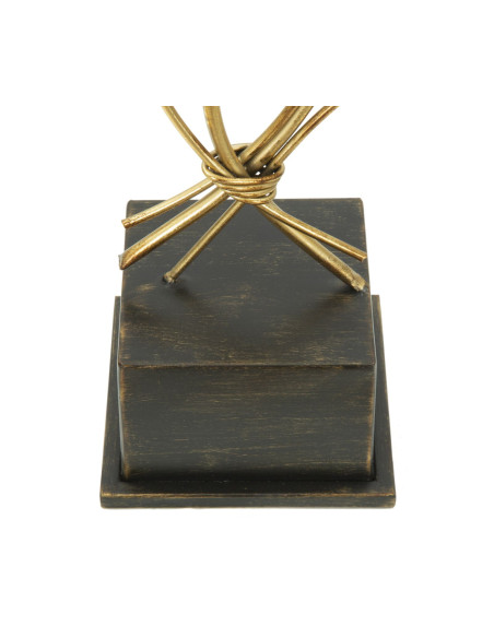 Grand Photophore sur pied moderne chic Fleurs Hauteur 44 cm en Métal Doré Verre Transparent Iris 