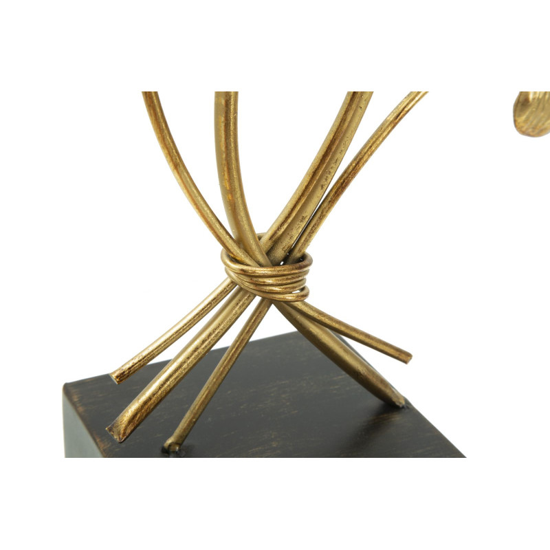 Grand Photophore sur pied moderne chic Fleurs Hauteur 44 cm en Métal Doré Verre Transparent Iris 