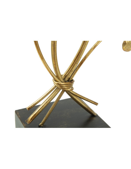 Grand Photophore sur pied moderne chic Fleurs Hauteur 44 cm en Métal Doré Verre Transparent Iris 