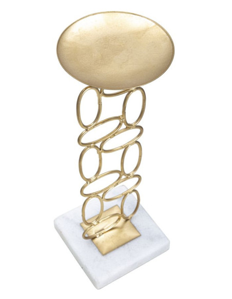 Grand Bougeoir moderne Hauteur 27 cm en Métal Doré Marbre Blanc Bubbles 