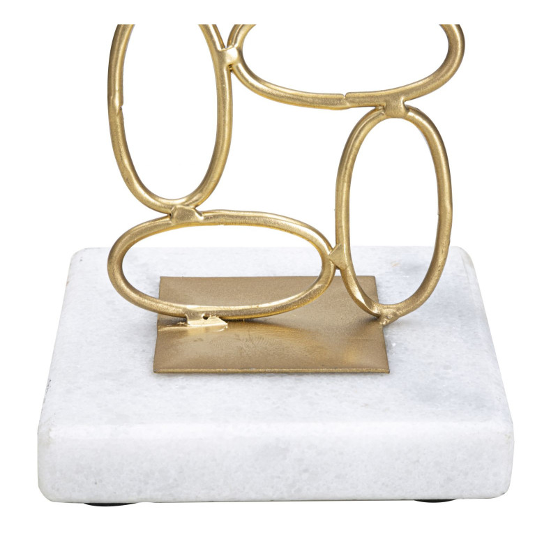 Grand Bougeoir moderne Hauteur 27 cm en Métal Doré Marbre Blanc Bubbles 