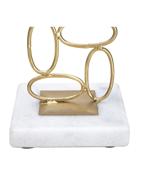 Grand Bougeoir moderne Hauteur 27 cm en Métal Doré Marbre Blanc Bubbles 