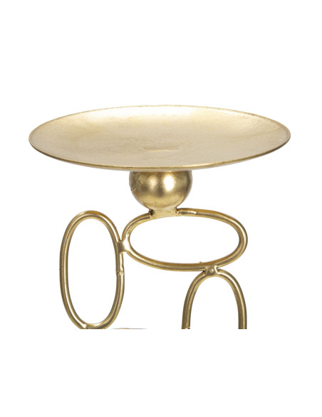 Grand Bougeoir moderne Hauteur 27 cm en Métal Doré Marbre Blanc Bubbles 