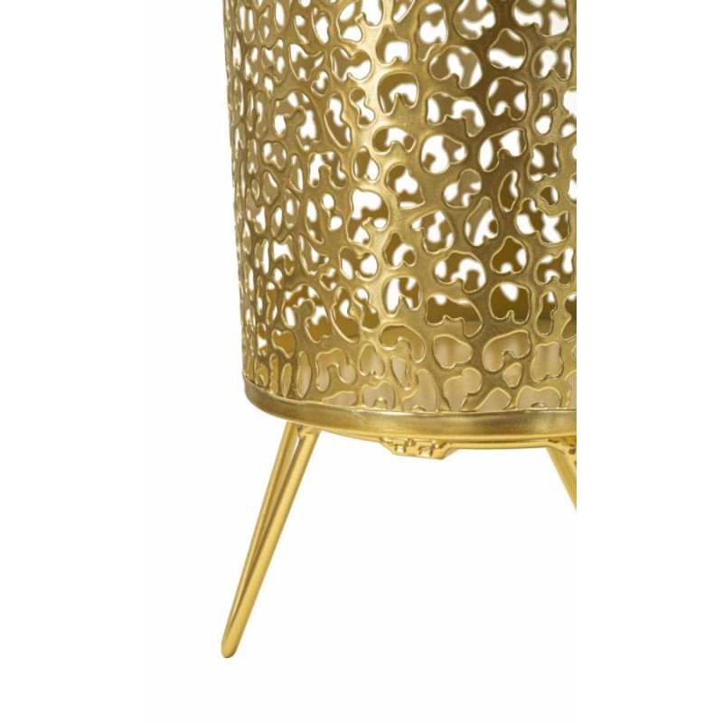 Cache pot sur pied moderne ajouré Rond en Métal Doré Piny (Lot de 2) 