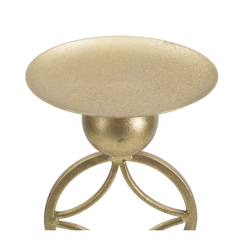 Grand bougeoir original Étoiles Hauteur 32 cm en Métal Doré Marbre Blanc Star 