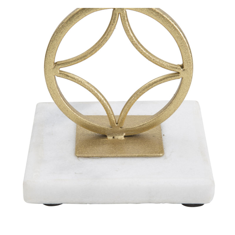 Grand bougeoir original Étoiles Hauteur 32 cm en Métal Doré Marbre Blanc Star 