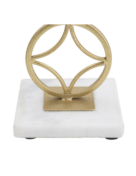 Grand bougeoir original Étoiles Hauteur 32 cm en Métal Doré Marbre Blanc Star 