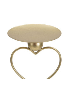 Grand bougeoir original Coeur Hauteur 32 cm en Métal Doré Marbre Blanc Yalor 