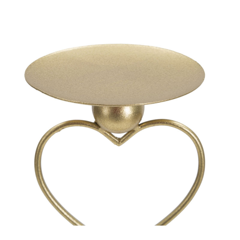 Grand bougeoir original Coeur Hauteur 32 cm en Métal Doré Marbre Blanc Yalor 