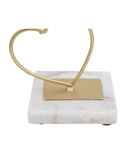 Grand bougeoir original Coeur Hauteur 32 cm en Métal Doré Marbre Blanc Yalor 