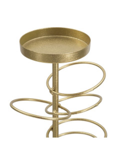 Grand bougeoir original Anneaux Hauteur 50 cm en Métal Doré Marbre Blanc Ring 