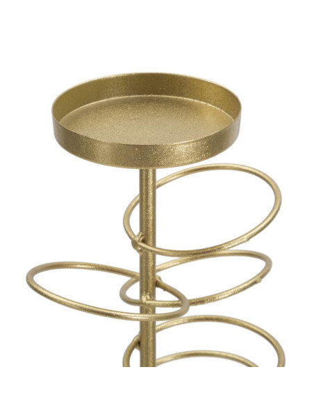 Grand bougeoir original Anneaux Hauteur 50 cm en Métal Doré Marbre Blanc Ring 