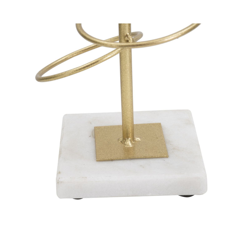 Grand bougeoir original Anneaux Hauteur 50 cm en Métal Doré Marbre Blanc Ring 