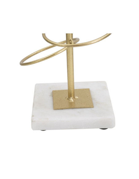 Grand bougeoir original Anneaux Hauteur 50 cm en Métal Doré Marbre Blanc Ring 