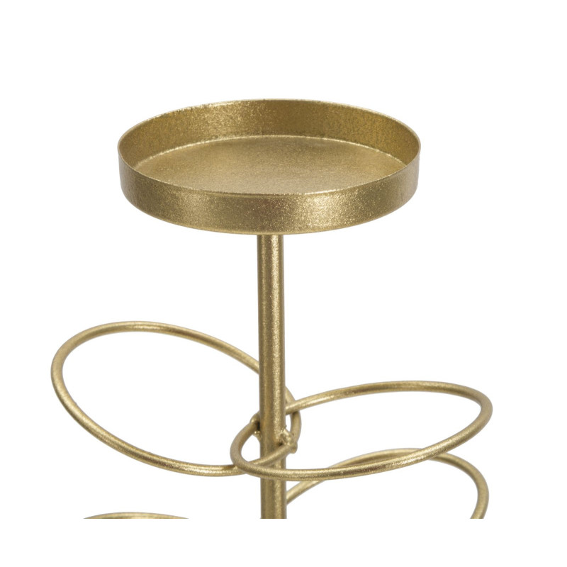 Grand bougeoir original Anneaux Hauteur 46 cm en Métal Doré Marbre Blanc Ring 