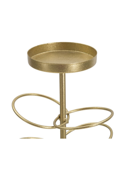 Grand bougeoir original Anneaux Hauteur 46 cm en Métal Doré Marbre Blanc Ring 