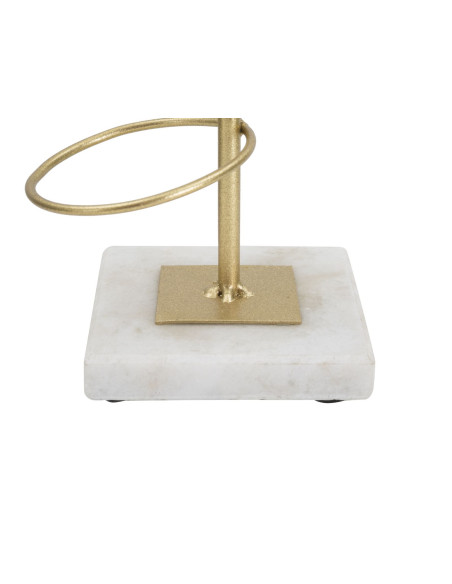 Grand bougeoir original Anneaux Hauteur 46 cm en Métal Doré Marbre Blanc Ring 