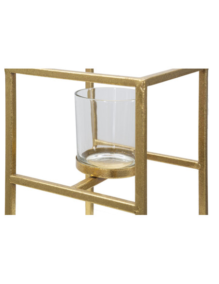 Photophore sur pied design Hauteur 25 cm en Métal Doré Verre Transparent Tarin 