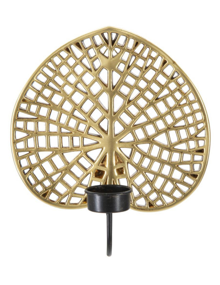 Bougeoir mural moderne Lotus 20x22 en Résine Doré Métal Noir Nolyn 