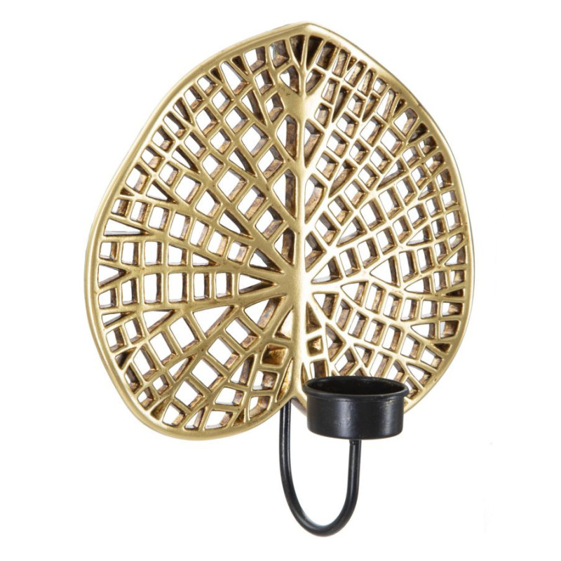 Bougeoir mural moderne Lotus 20x22 en Résine Doré Métal Noir Nolyn 