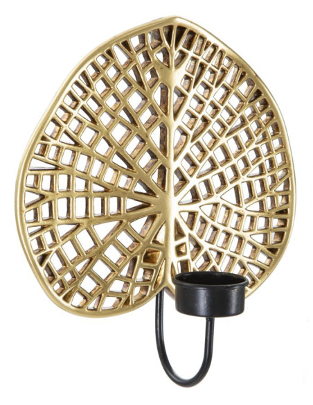 Bougeoir mural moderne Lotus 20x22 en Résine Doré Métal Noir Nolyn 