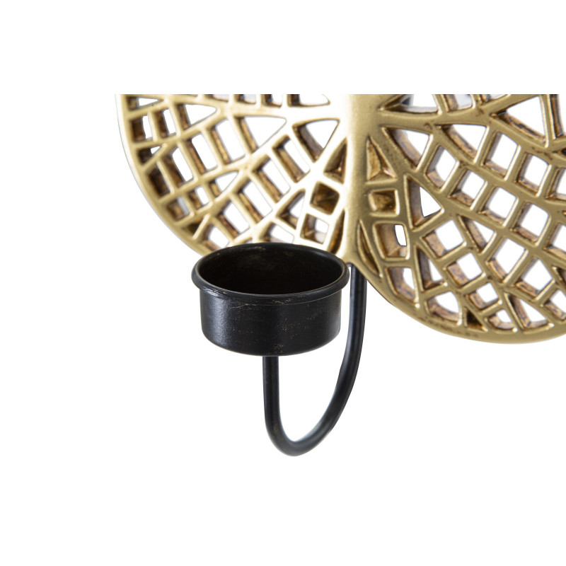 Bougeoir mural moderne Lotus 20x22 en Résine Doré Métal Noir Nolyn 