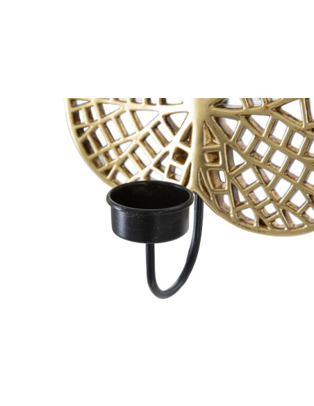 Bougeoir mural moderne Lotus 20x22 en Résine Doré Métal Noir Nolyn 