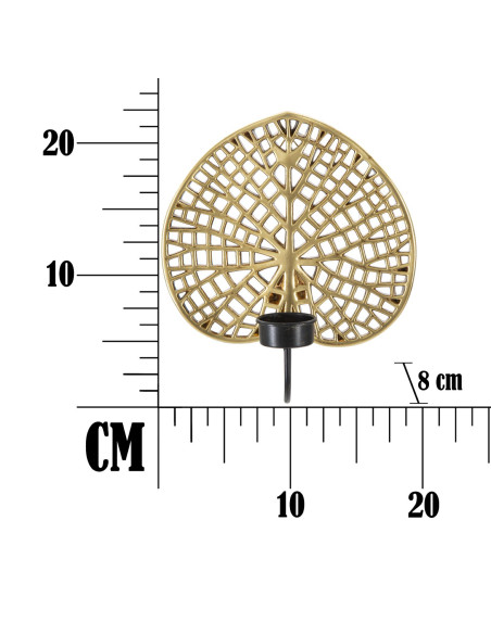 Bougeoir mural moderne Lotus 20x22 en Résine Doré Métal Noir Nolyn 