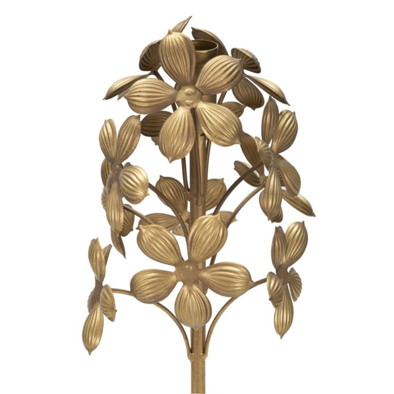 Grand Bougeoir original Fleurs Hauteur 93 cm en Métal Doré Flowy 