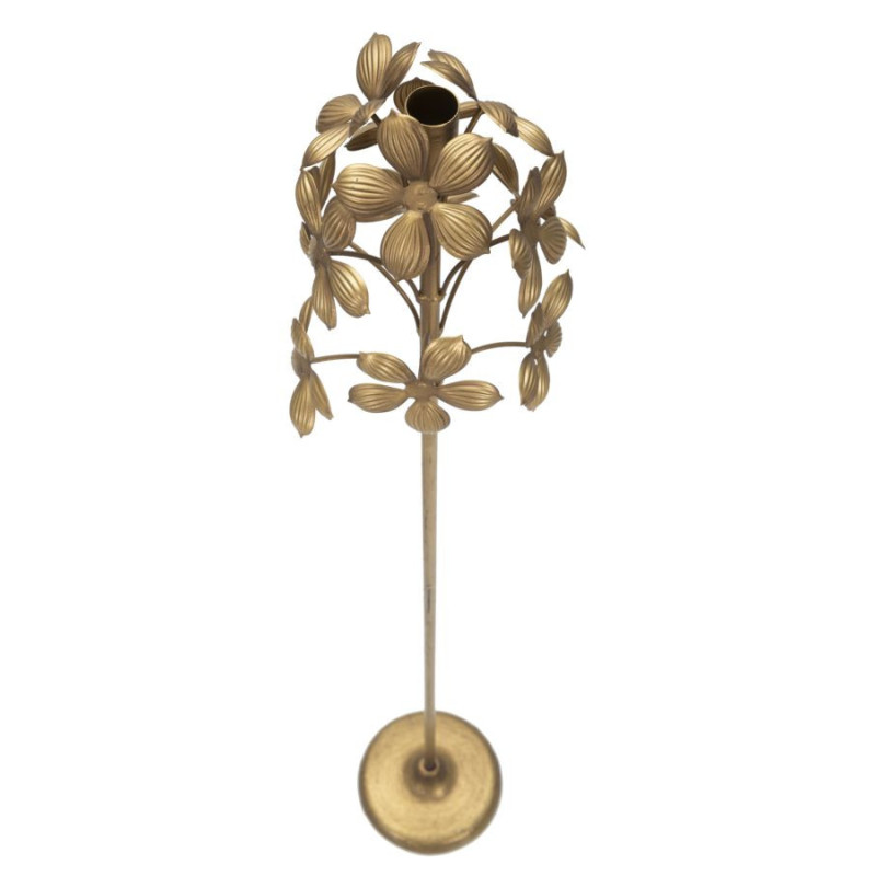 Grand Bougeoir original Fleurs Hauteur 93 cm en Métal Doré Flowy 