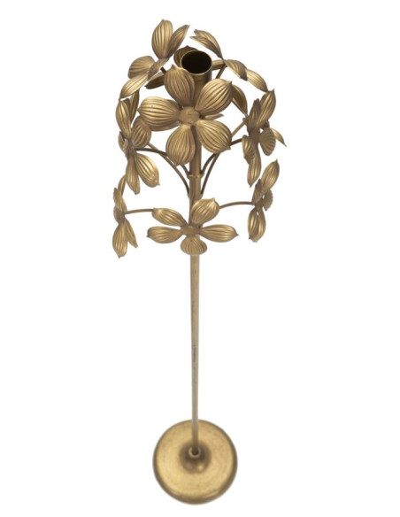 Grand Bougeoir original Fleurs Hauteur 93 cm en Métal Doré Flowy 