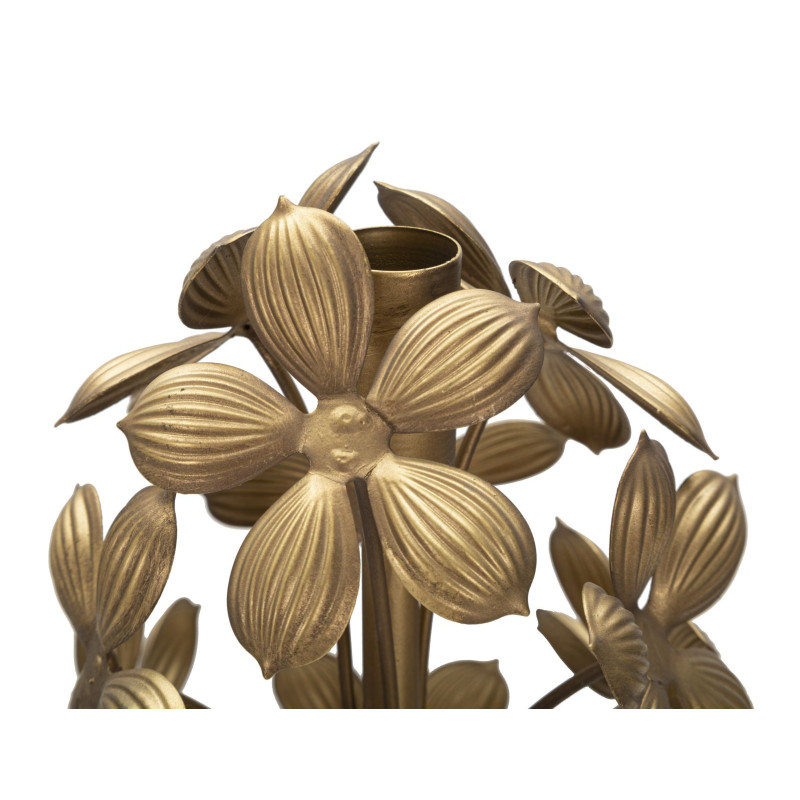 Grand Bougeoir original Fleurs Hauteur 93 cm en Métal Doré Flowy 