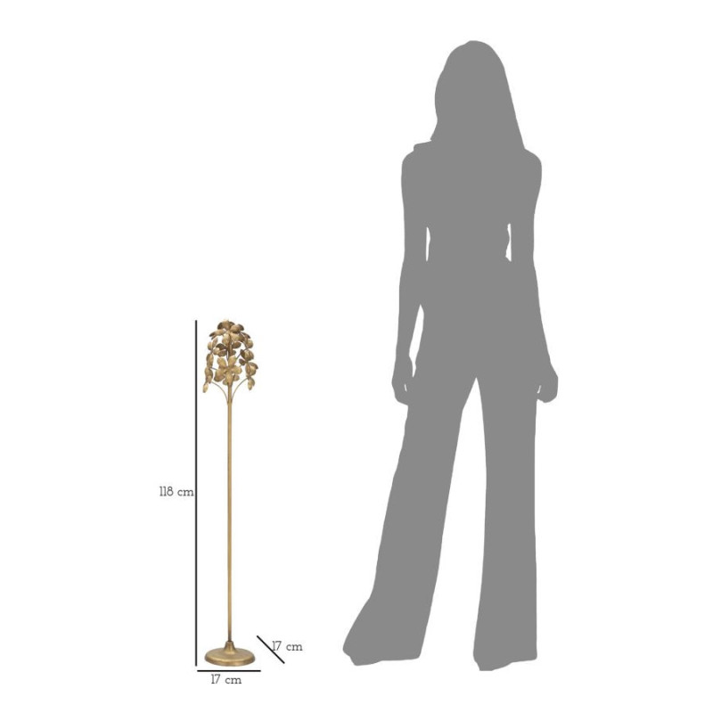 Grand Bougeoir original Fleurs Hauteur 93 cm en Métal Doré Flowy 
