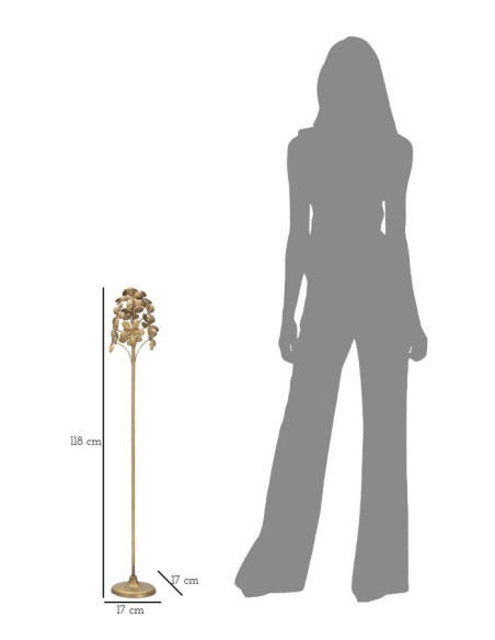 Grand Bougeoir original Fleurs Hauteur 93 cm en Métal Doré Flowy 