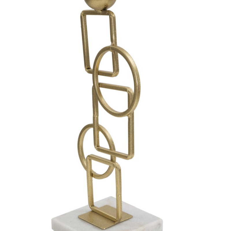 Grand bougeoir design Hauteur 31 cm en Métal Doré Marbre Blanc Marie 