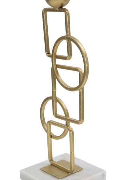 Grand bougeoir design Hauteur 31 cm en Métal Doré Marbre Blanc Marie 