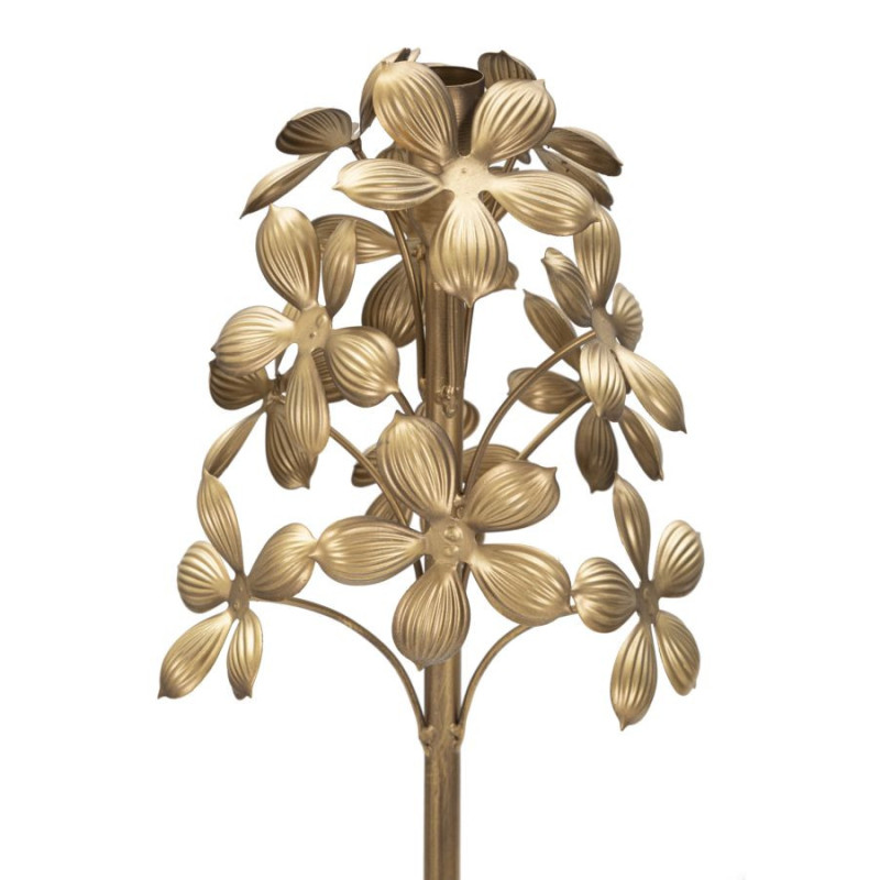 Grand Bougeoir original Fleurs Hauteur 118 cm en Métal Doré Flowy 