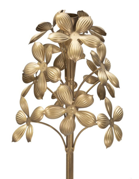 Grand Bougeoir original Fleurs Hauteur 118 cm en Métal Doré Flowy 