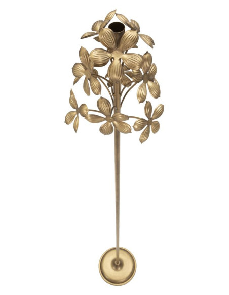 Grand Bougeoir original Fleurs Hauteur 118 cm en Métal Doré Flowy 