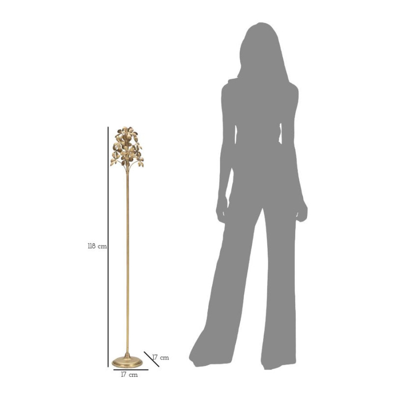 Grand Bougeoir original Fleurs Hauteur 118 cm en Métal Doré Flowy 