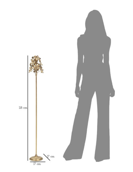 Grand Bougeoir original Fleurs Hauteur 118 cm en Métal Doré Flowy 