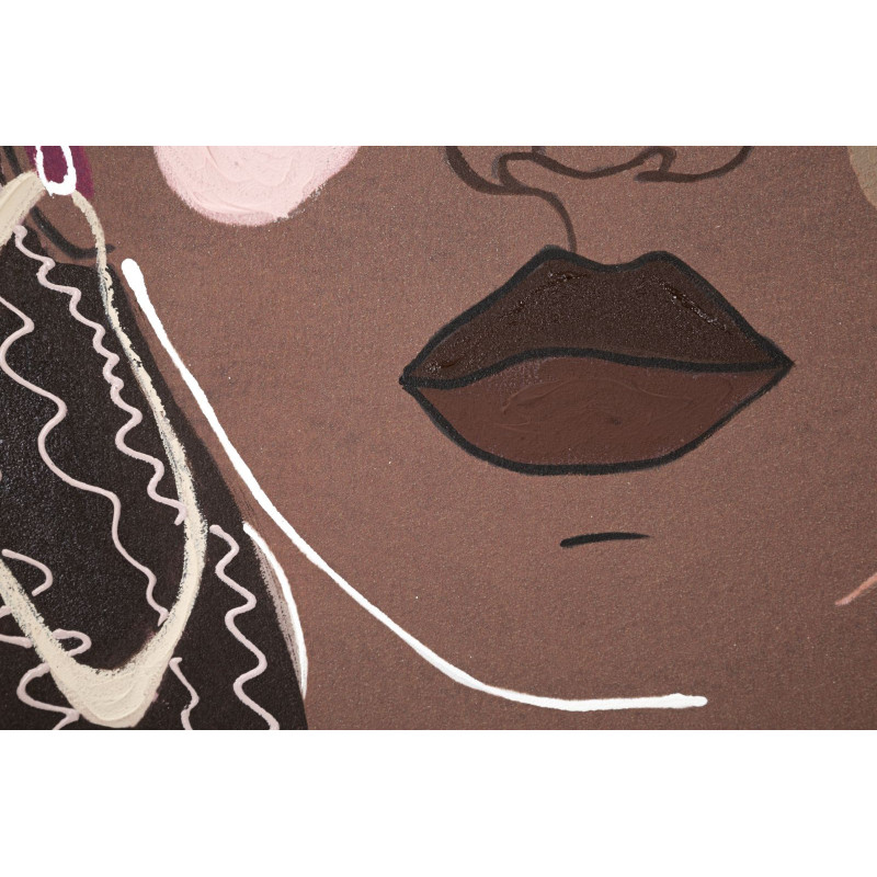 Toile murale imprimée et peinte Femme africaine Marron Noir Rose 80x100 Tribal 