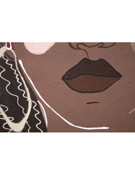 Toile murale imprimée et peinte Femme africaine Marron Noir Rose 80x100 Tribal 